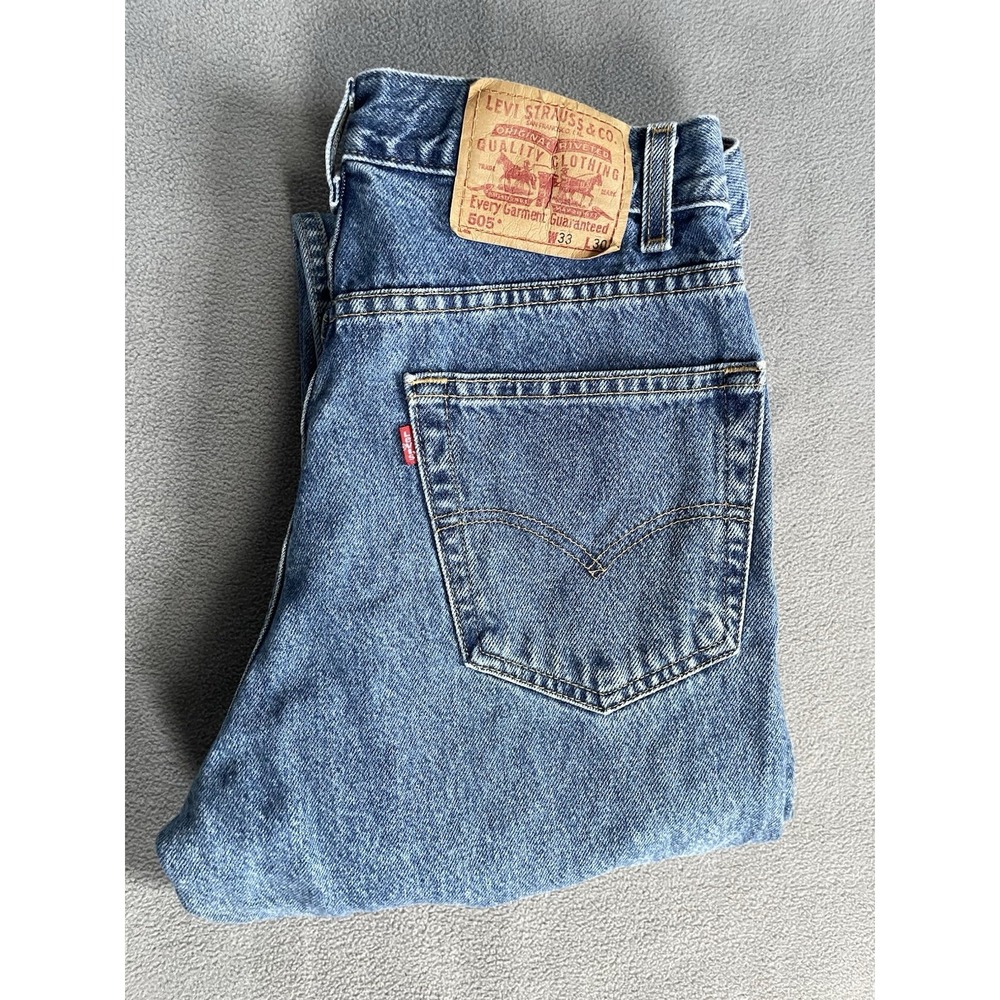 Levi's 505 Regular Straight Leg Jeans Mens 33x30 Blue Denim Cotton Medium Wash